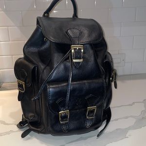 Black Genuine Leather Custom Made BackPack